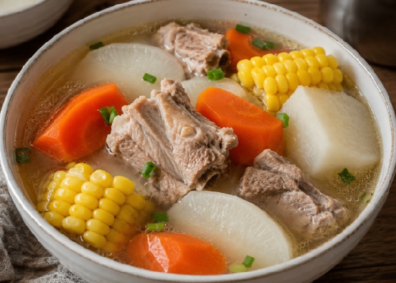Nourishing Pork Bone Soup with Daikon and Carrot